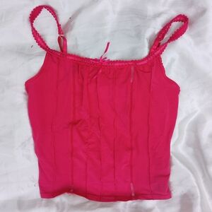 Y2k Hot Pink Fairy Fairycore Coquette Cottagecore LG Tank Top Shirt Cami Blouse